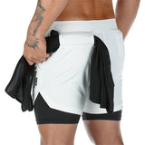 Short de crossfit à double couche avec cycliste à poche intégré pour portable pour homme
