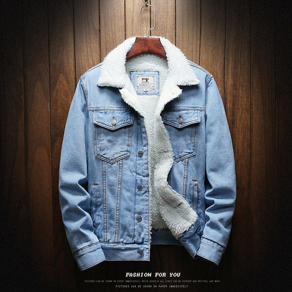Veste Jean Homme Vintage - Manteau D'hiver Streetwear Taille M-4XL