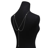 Long collier de femme doré avec pendentif en cristal pour dos