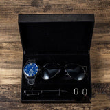 Gift box watch + sunglasses + pen + cufflinks for men 