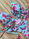 Bikini sexy con estampado floral para nadar para mujer.