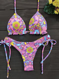 bikini sexy à motif imprimé floral pour baignade pour femme