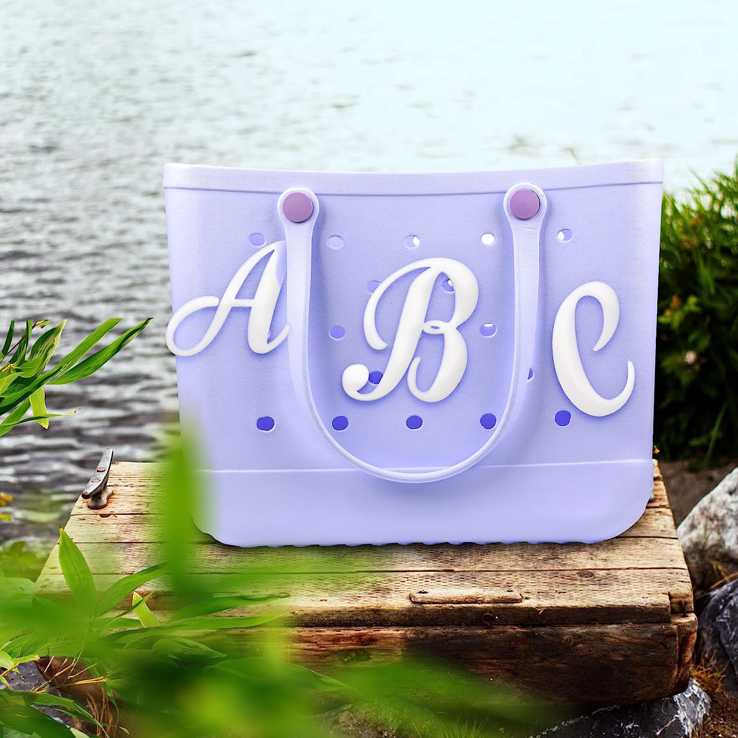 3D letter to personalize your women's beach tote bag