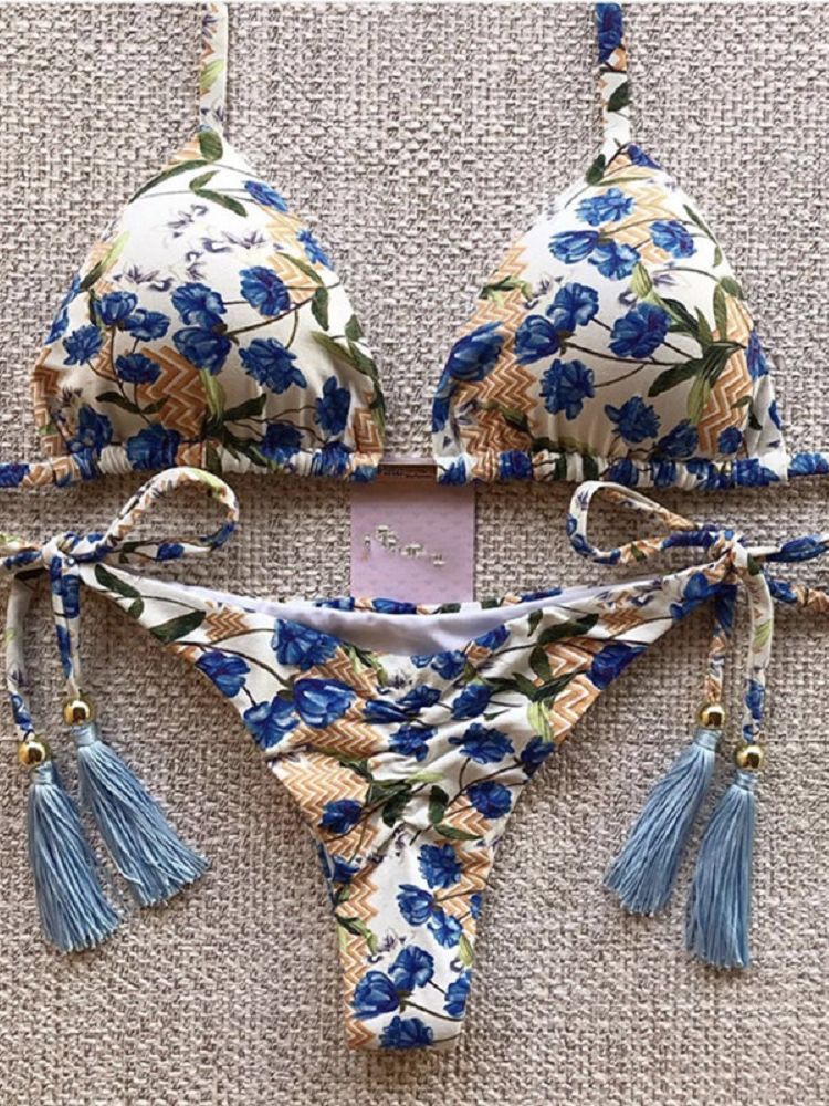 Sexy floral print pattern bikini for swimming for women