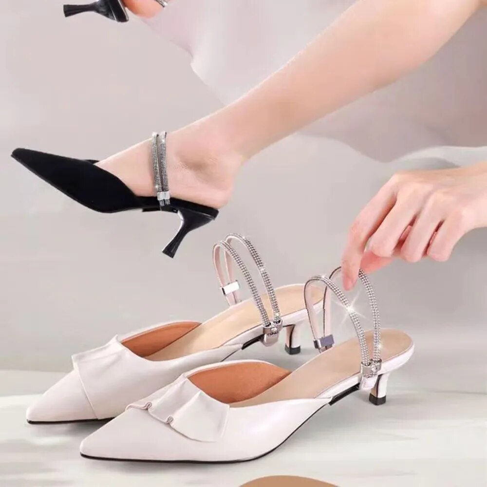 2 Lanières en strass élastiques adaptables et rétractables pour chaussures de femme