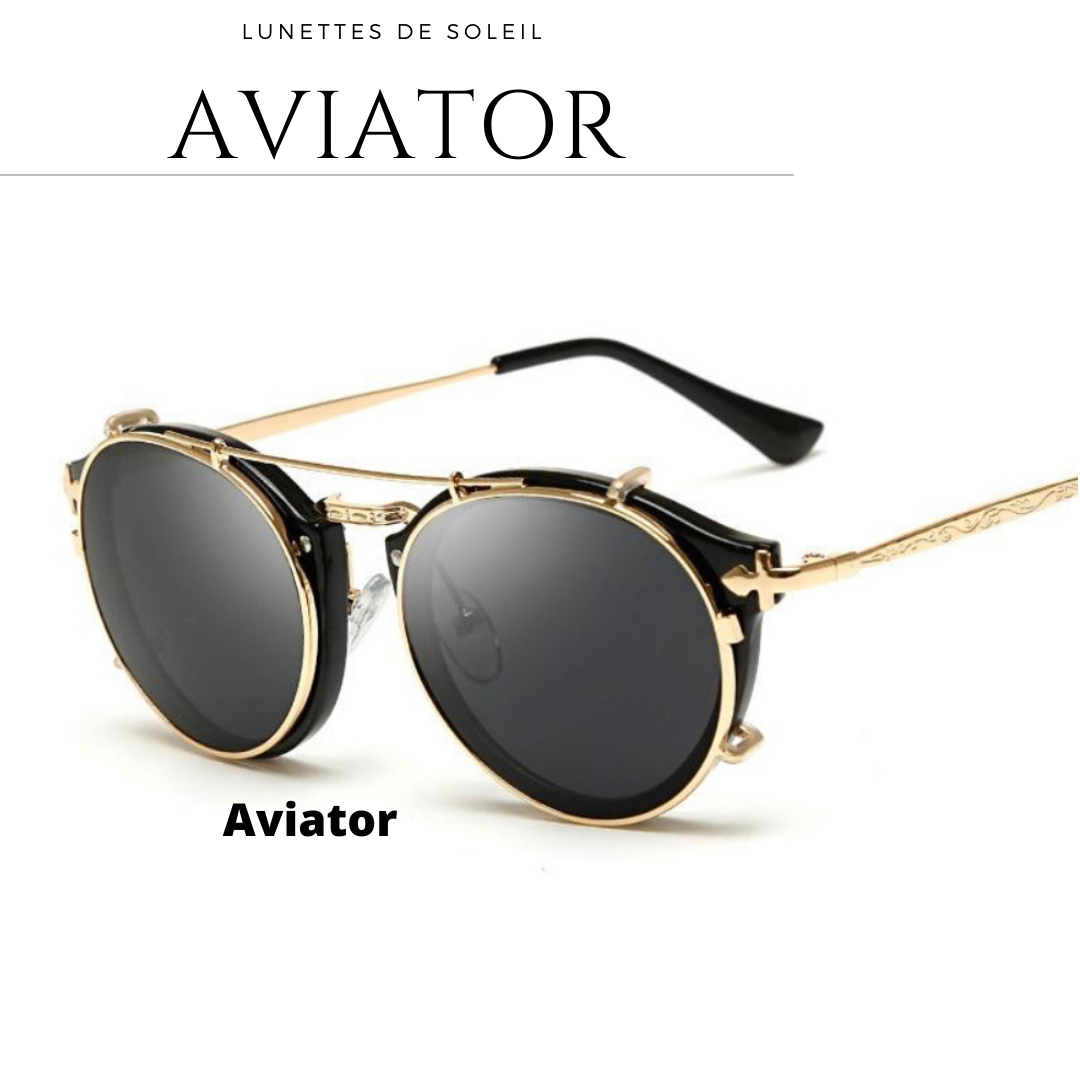Gafas de sol de aviador extraíbles retro vintage para mujeres de moda - Verano