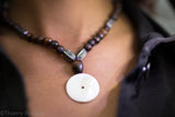 Noelya I jewel. Necklace with 3 different pearls and white corozo