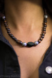 Joya Noelya I.- Collar con 2 perlas diferentes con piedra negra
