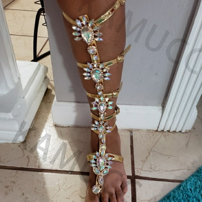 Women's rhinestone and crystal gladiator sandals for summer