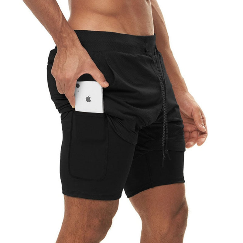 Men's Double-Layer CrossFit Shorts with Built-In Laptop Pocket 