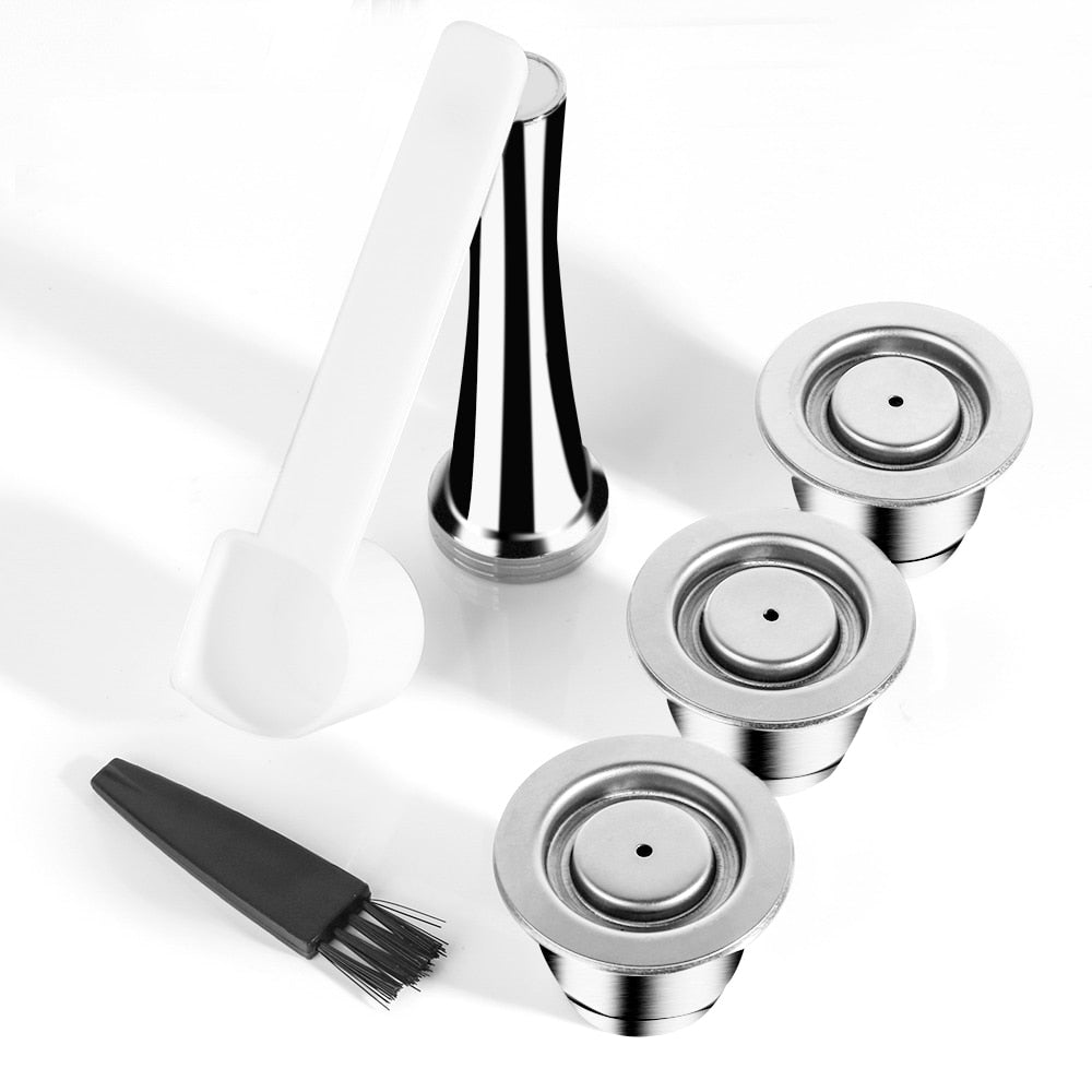 Coffee capsule in refillable and reusable stainless pods for Nespresso