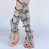 Sandalias gladiadoras de mujer con strass y cristales para el verano