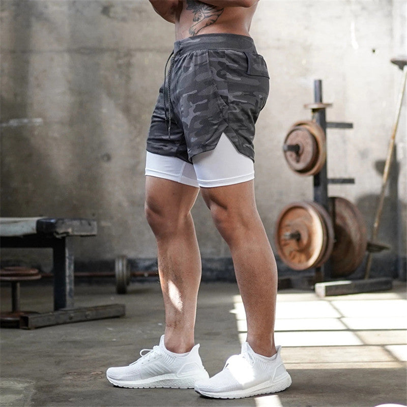 Men's Double-Layer CrossFit Shorts with Built-In Laptop Pocket 