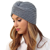 Fashionable knitted wool plain turban for women