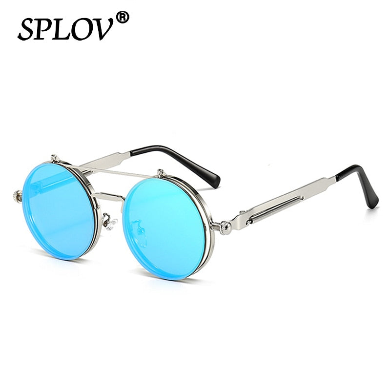 Men's vintage double lens sunglasses with flip-up smoke lens