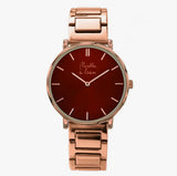 Mint Red Water Watch with Shiny Rose Gold Metal Strap for Men