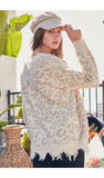 Leopard print V-neck sweater for women