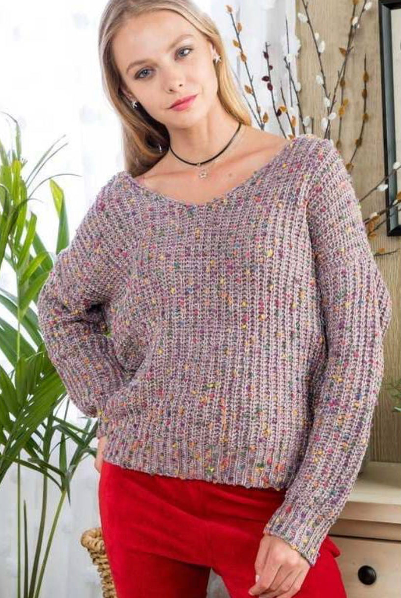 Women's polka dot cable sweater
