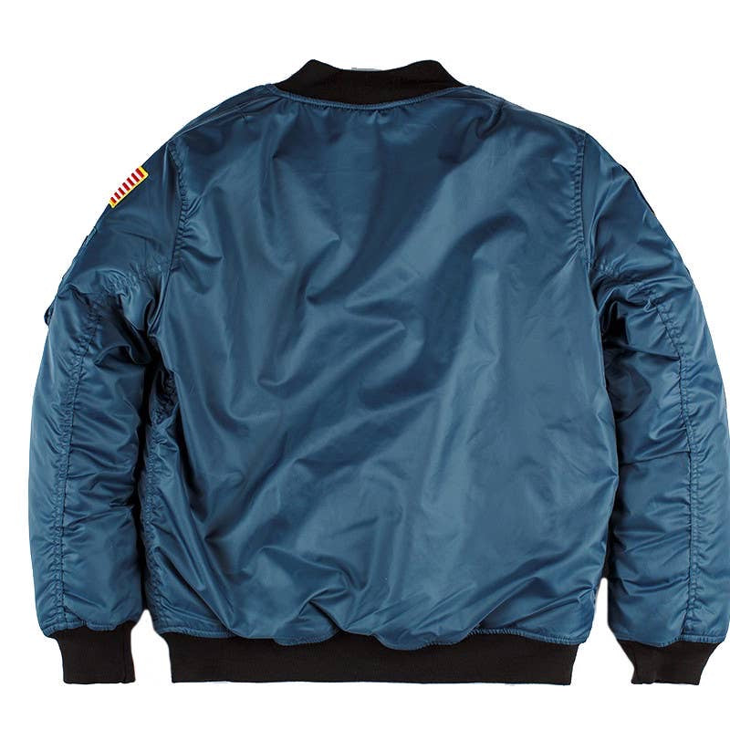 Blue metallic Nasa jacket with 8 badges for unisex adults