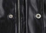 Fashionable black faux leather sleeveless biker jacket for women
