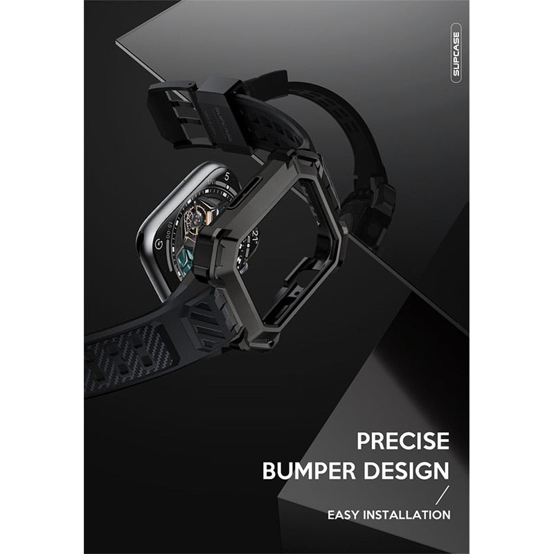 Coque protectrice anti-choc incassable avec bracelet souple pour Apple Watch 8, 7, 6, 5, 4, SE