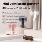 Mini-ventilateur ours de poche à 3 vitesses chargeur et torche pliable USB