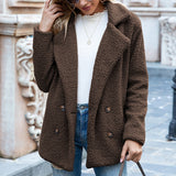 Manteau ample en peluche d'hiver pour femme