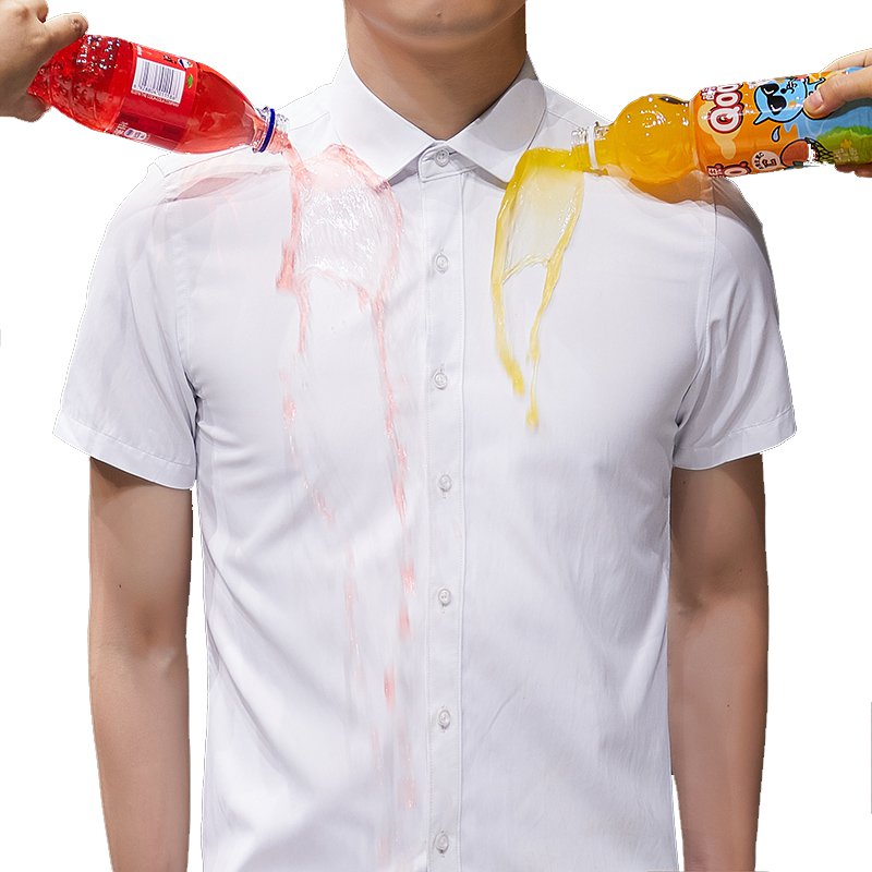 Hydrophobic and dirt-repellent short-sleeved summer shirt for men