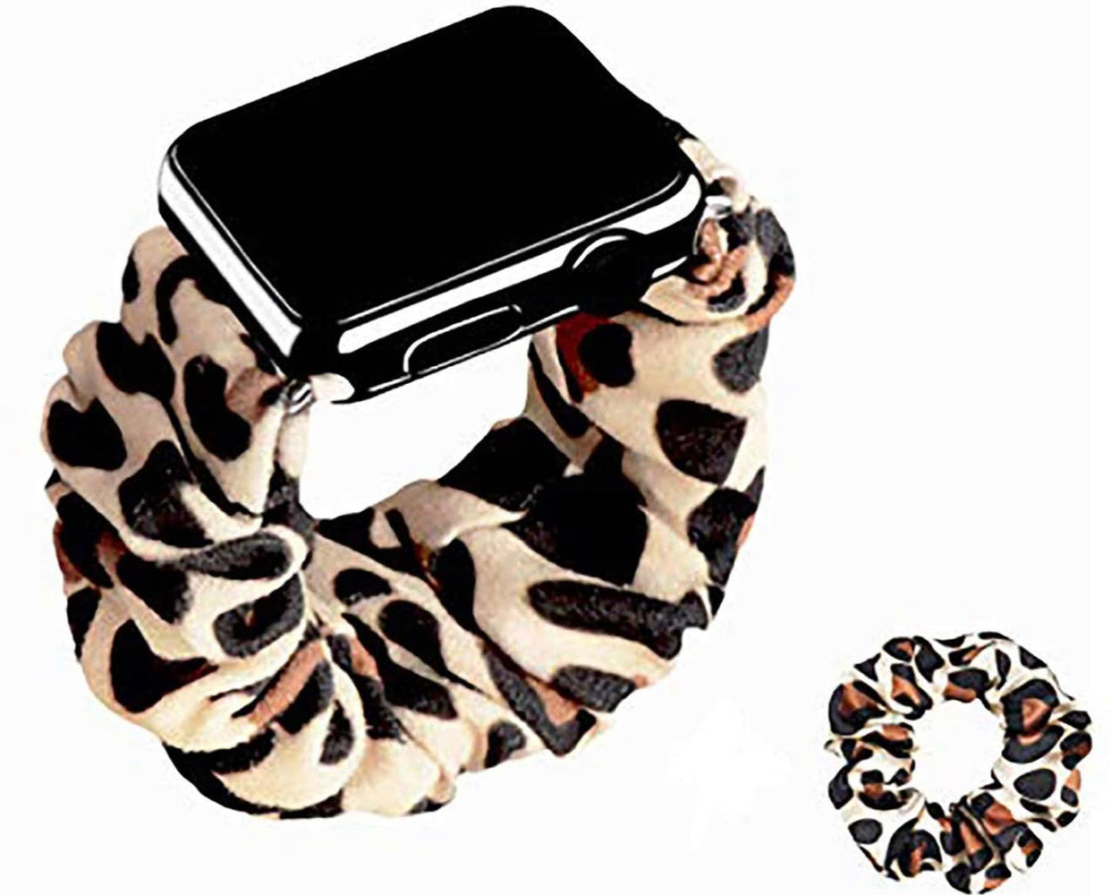 Bracelet élastique chouchou léopard pour montre Apple Watch pour femme