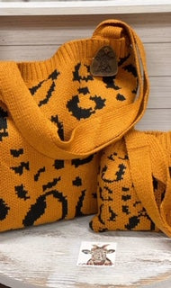Conjunto de bolso suéter de leopardo para mujer