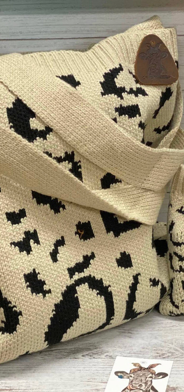 Women's Leopard Sweater Bag Set