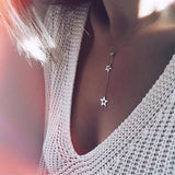 Love multi-chain necklace with star pendants - Gold Color