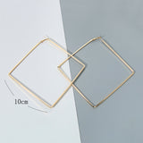 Large square gold earrings for women