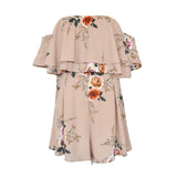 Fashion floral long sleeve bare shoulder playsuit for women