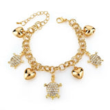 Fancy gold-colored lucky charm bracelet for women with crystal heart pendant - New in 2021