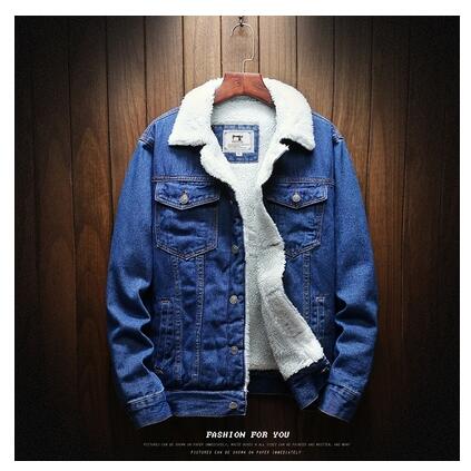 Jean jacket, long sleeve in blue denim for men winter
