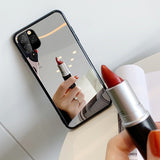 Funda de lujo con borde negro espejado para iPhone 6-12 Pro Max para mujer