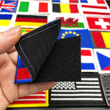 Banderas de patchwork bordadas de países europeos.