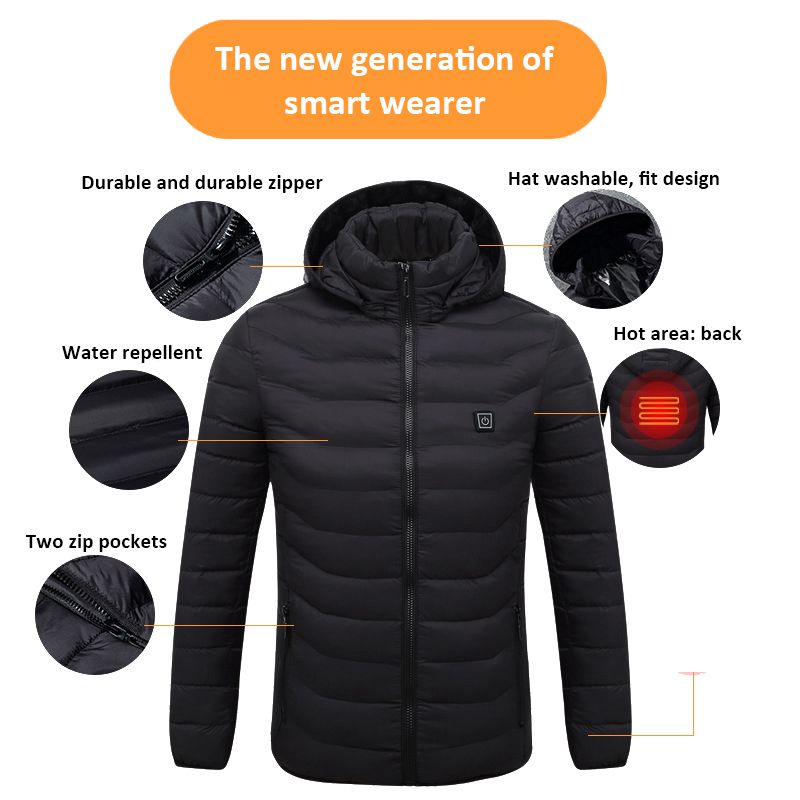 Chaqueta con capucha de invierno impermeable y calentada por USB para hombre, novedad de invierno de 2021
