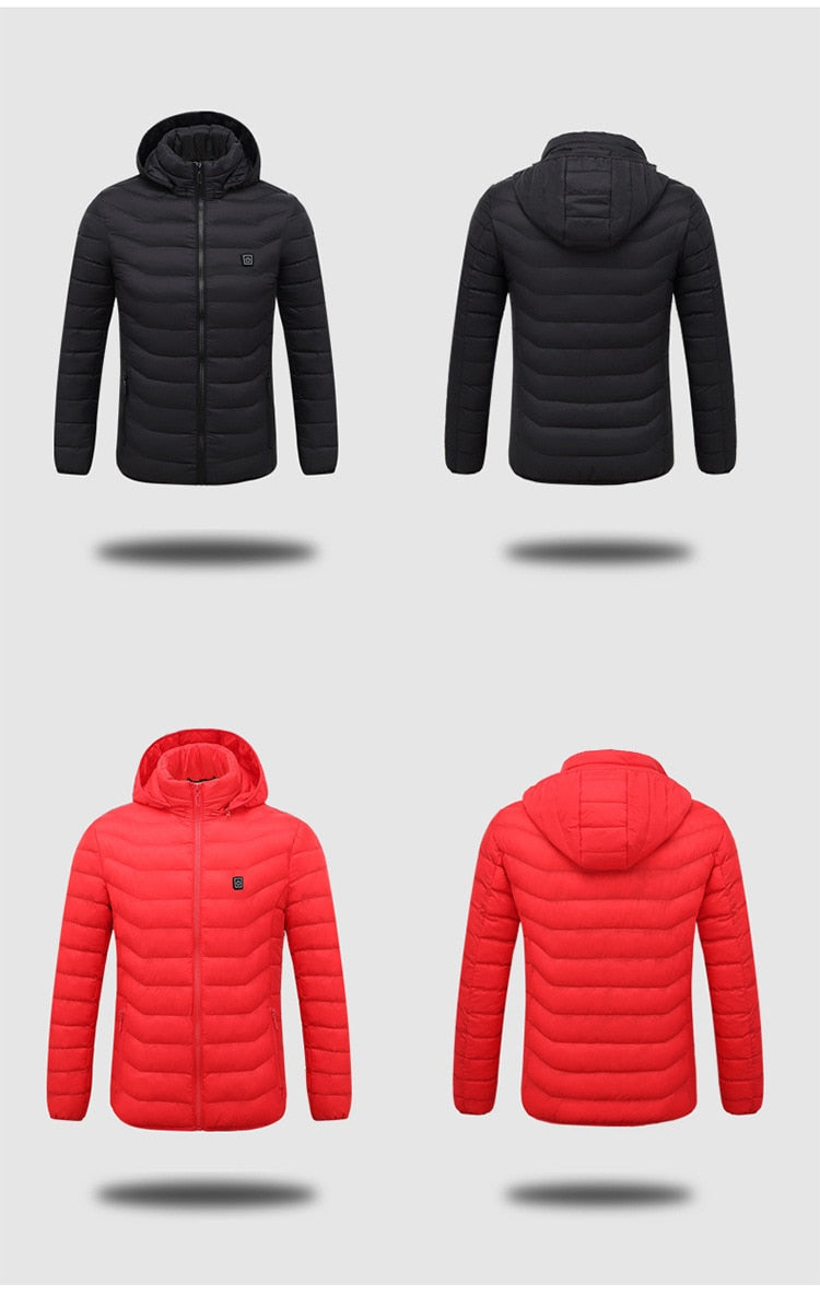 2021 New Winter Men's USB Heated Waterproof Winter Hooded Jacket
