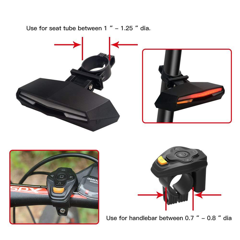 Feu et clignotant arrière sans fil rechargeable USB pour vélo