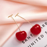 Cherry earring with gold-colored branch for women