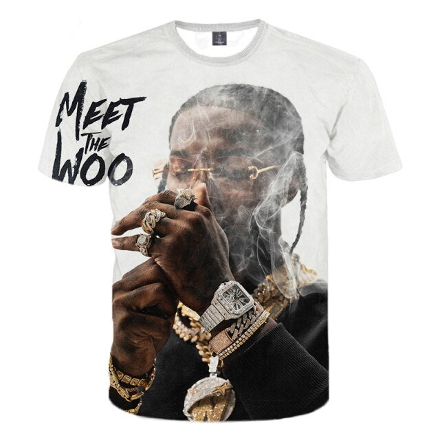 T-shirt rappeur Pop Smoke imprimé 3D pour Homme