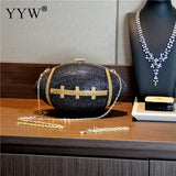 Bolso de mano con balón de fútbol americano y bandolera con diamantes de imitación para mujer