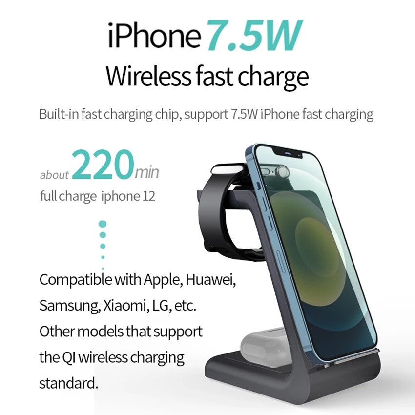 Chargeur sans fil 3 en 1 pour iPhone/Samsung