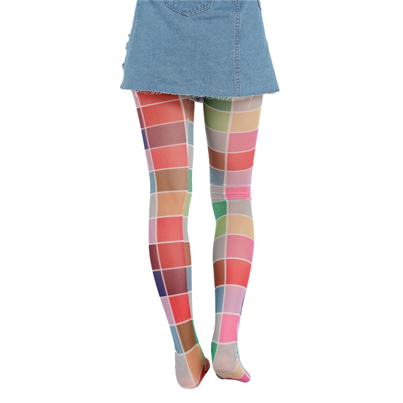 Transparent stocking tights with original patterns for women
