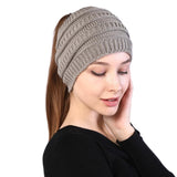 Ponytail Hole Winter Hat for Women