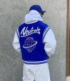 Women's London Blue &amp; White Varsity Baseball Jacket
