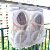 White mesh basketball washing bag for the washing machine