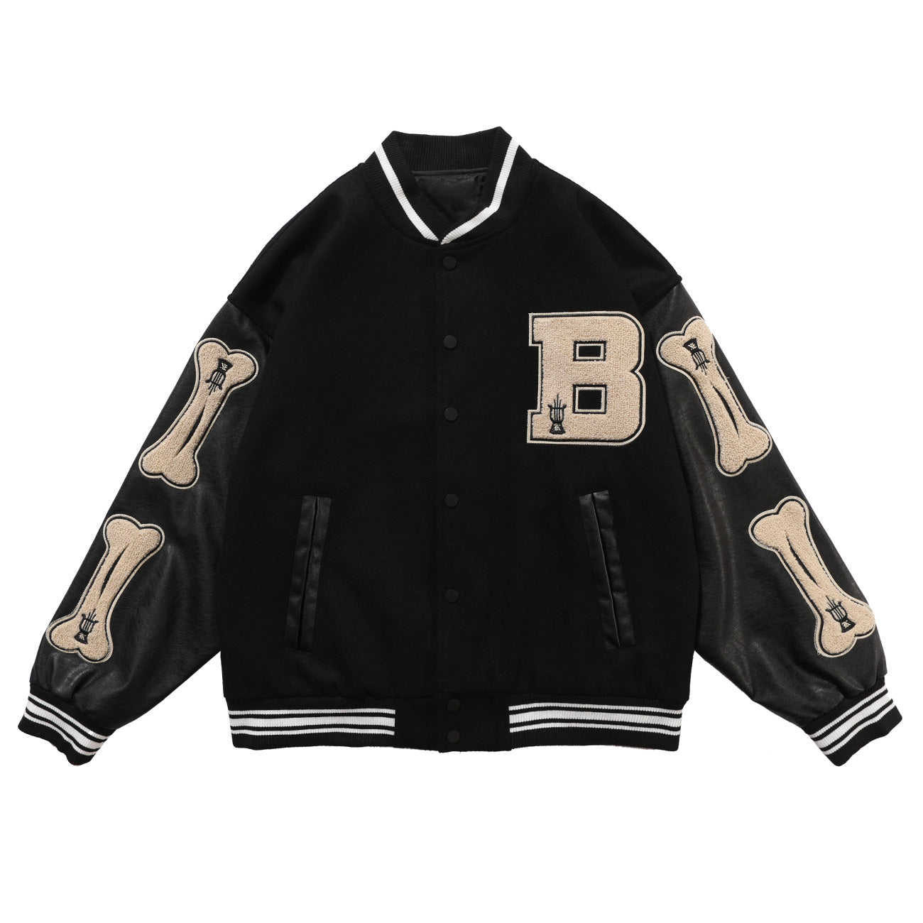 Mixed bone bomber baseball jacket